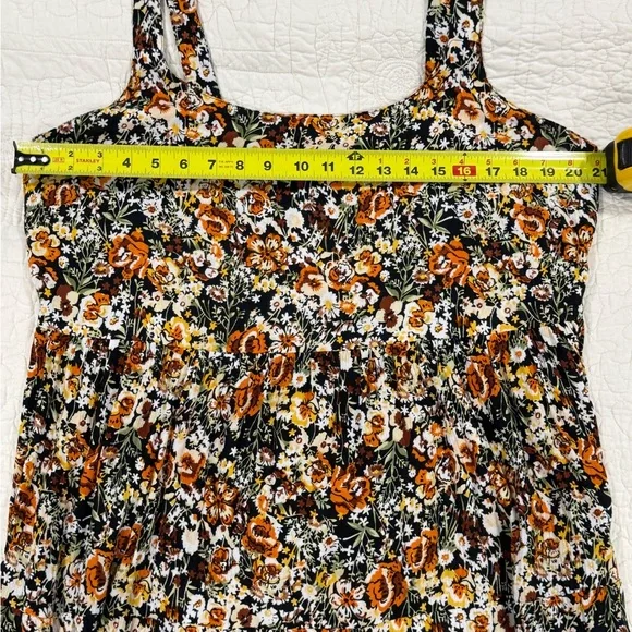 Millenium Womens Floral Tiered Sundress in Black and Orange Size L 100% Rayon - Picture 5 of 6